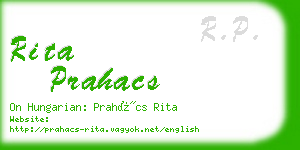 rita prahacs business card